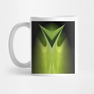 Single double needle point in emerald green on a plain black background Mug